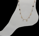 Tobillera 14k Tricolor corazones y bolitas