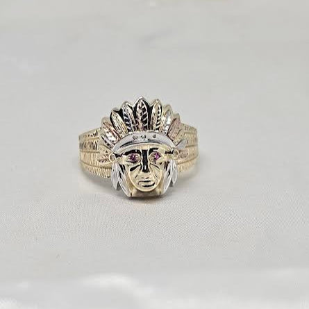 Sortija de Indio 14k tricolor de Caballero