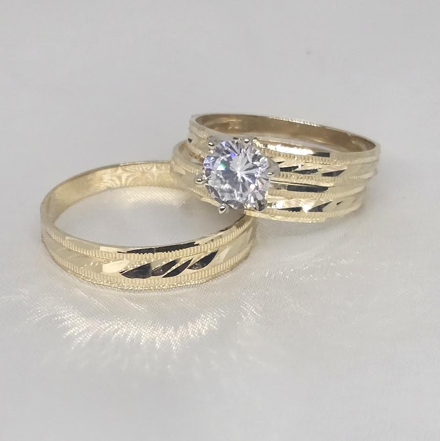 Trio de Matrimonio 10k CZ