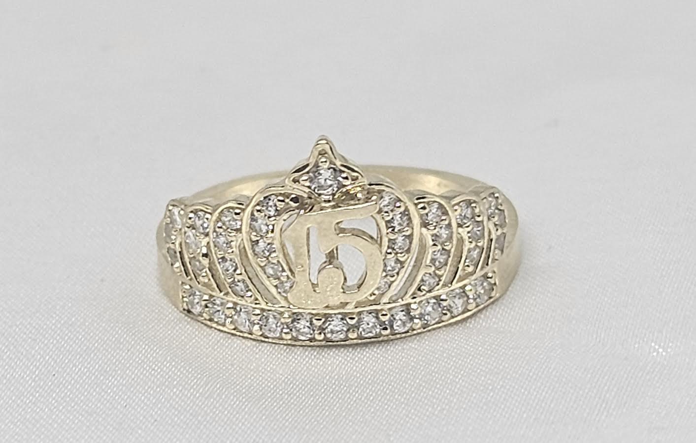 Sortija de Corona con 15 , 10k cz