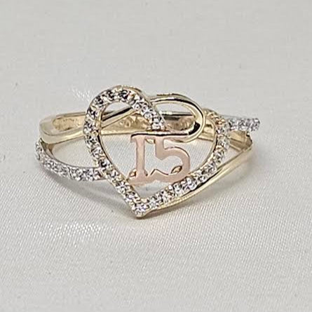 Sortija de Corazon 15 14k CZ