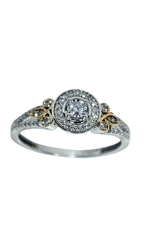 Sortija Oro Blanco de Compromiso o Matrimonio Diamantes 10k