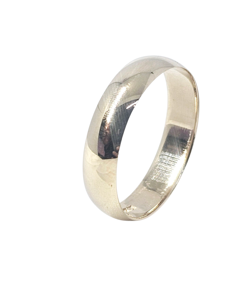 Aro Liso de Caballero Oro Blanco 10k