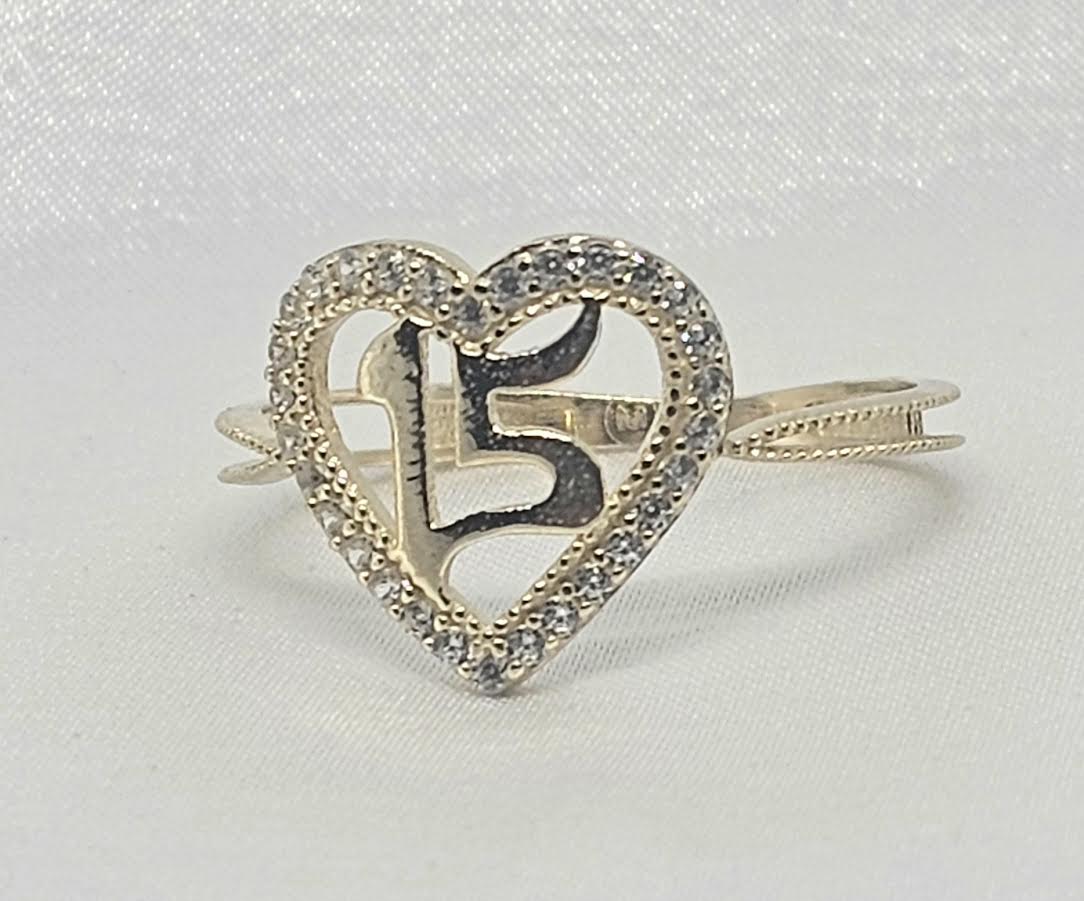Sortija de Corazón 15 14k CZ