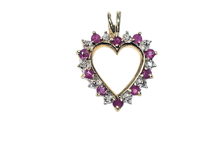 Charm de Corazón Rubies y Dia 10k