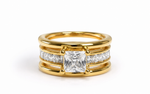 Sortija de Matrimonio S/Steel Dorado CZ