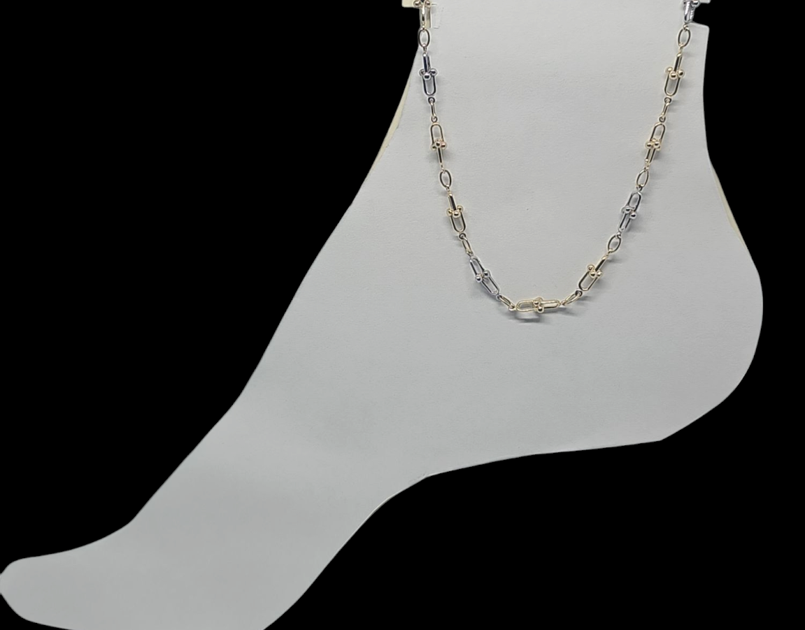 Tobillera Fancy 2tonos 14k