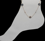 Tobillera Tricolor de Flores 14k