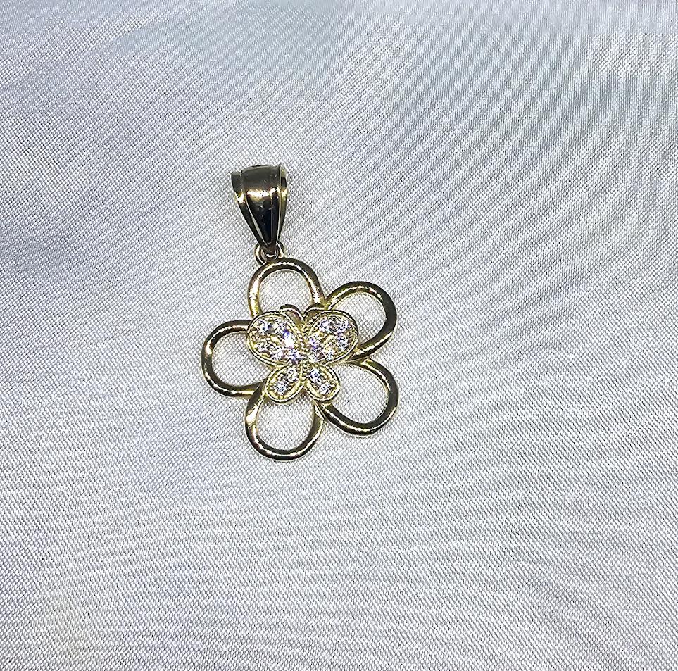 Charm de Flor con Mariposa 10k