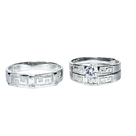 Trio Matrimonio Oro Blanco 14k