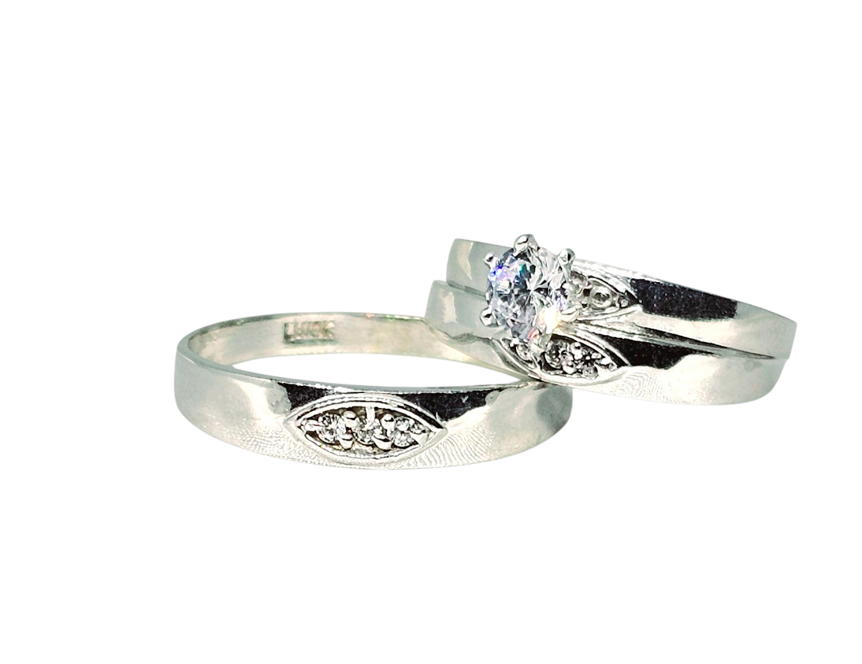 Trio de Matrimonio Oro Blanco 10k