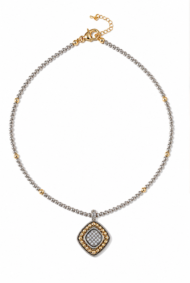 Collar con charm geometrico cz S Steel