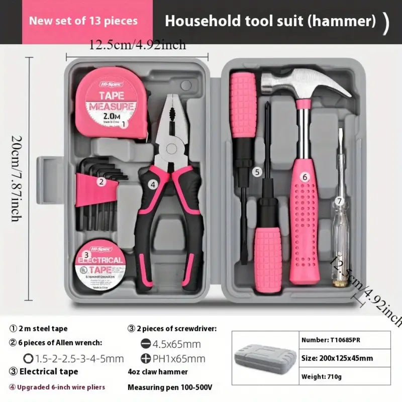 Set de Herramientas Color Rosa 13 en 1