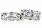 Trio Matrimonio Oro Blanco 14k