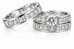 Trio Matrimonio Oro Blanco 14k