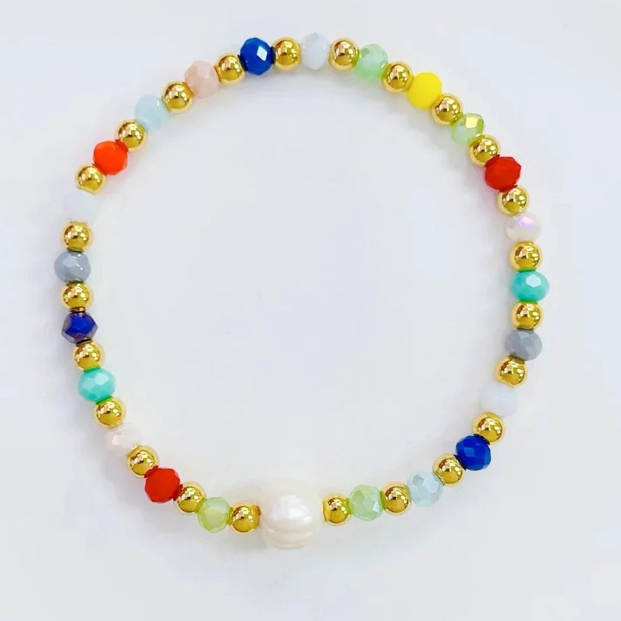 Pulsera elastica Piedras colores S/Steel