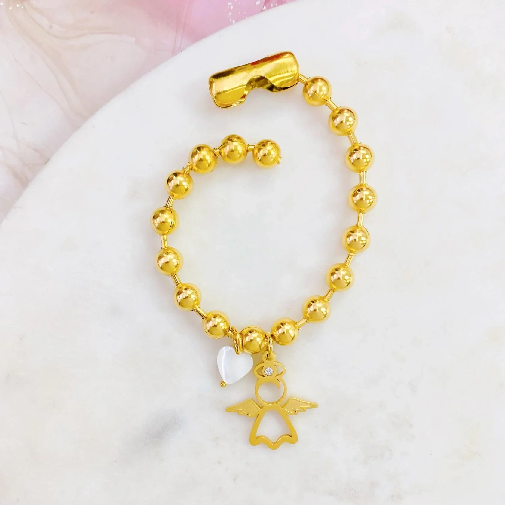 PULSERA S/STEEL DORADO ANGEL CORAZON
