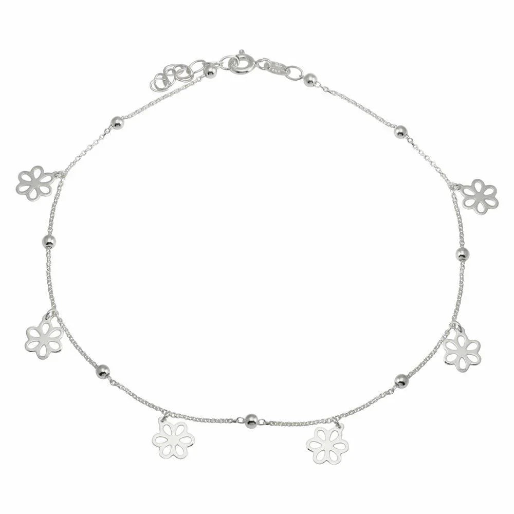 Tobillera de flores plata 925