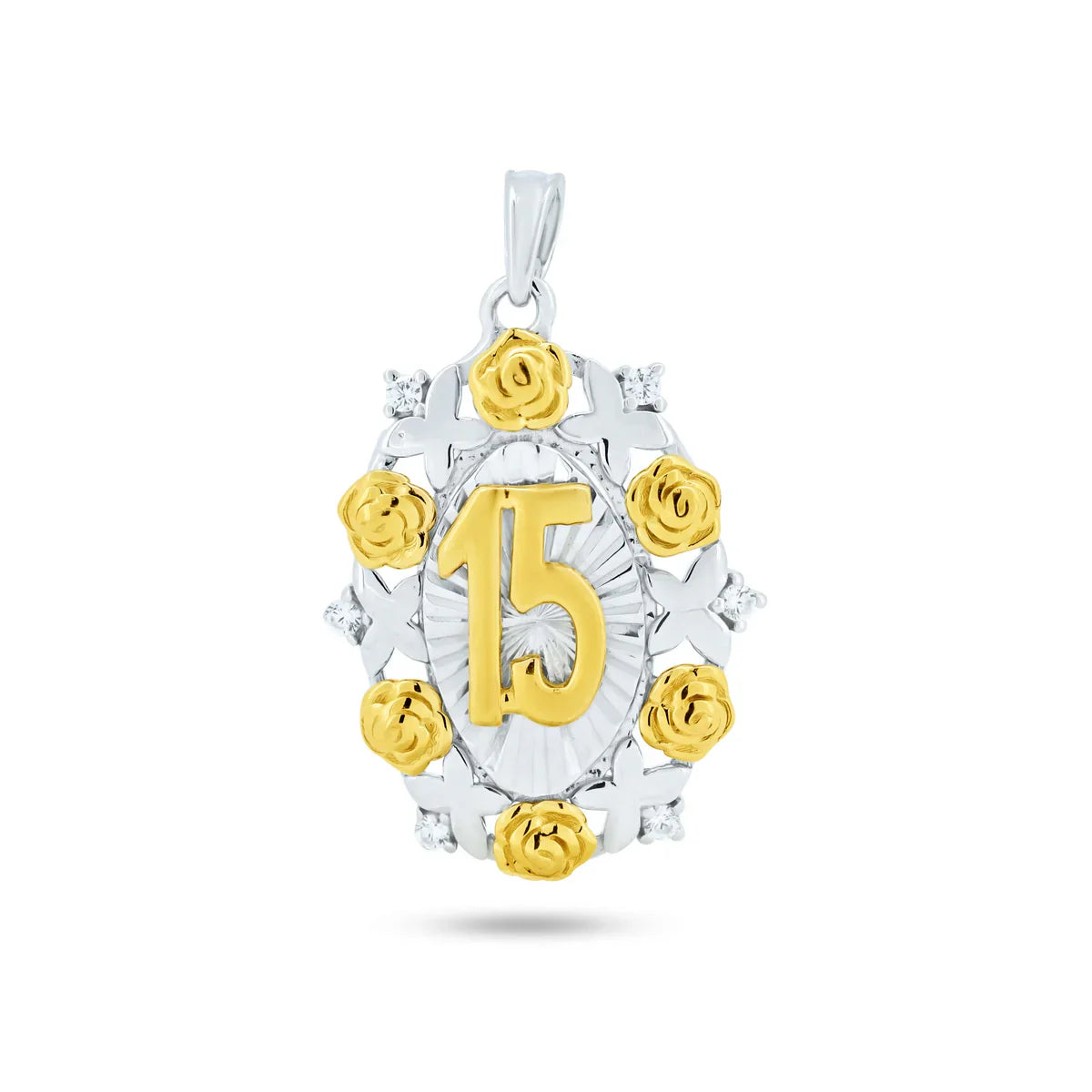 Charm de 15 en dos tonos plata