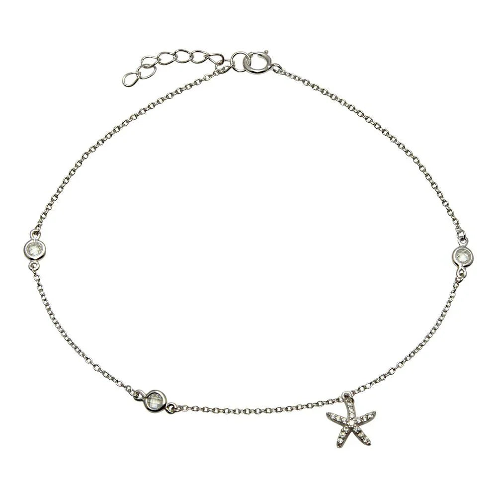 Tobillera estrella de mar plata 925