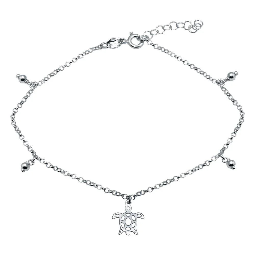 Tobillera tortuga plata 925