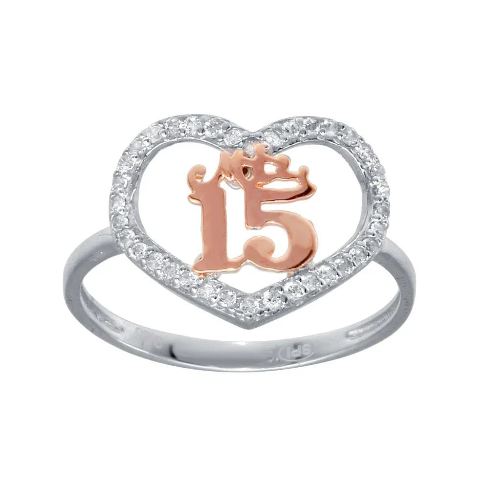 Sortija corazón 15 dorado plata 925