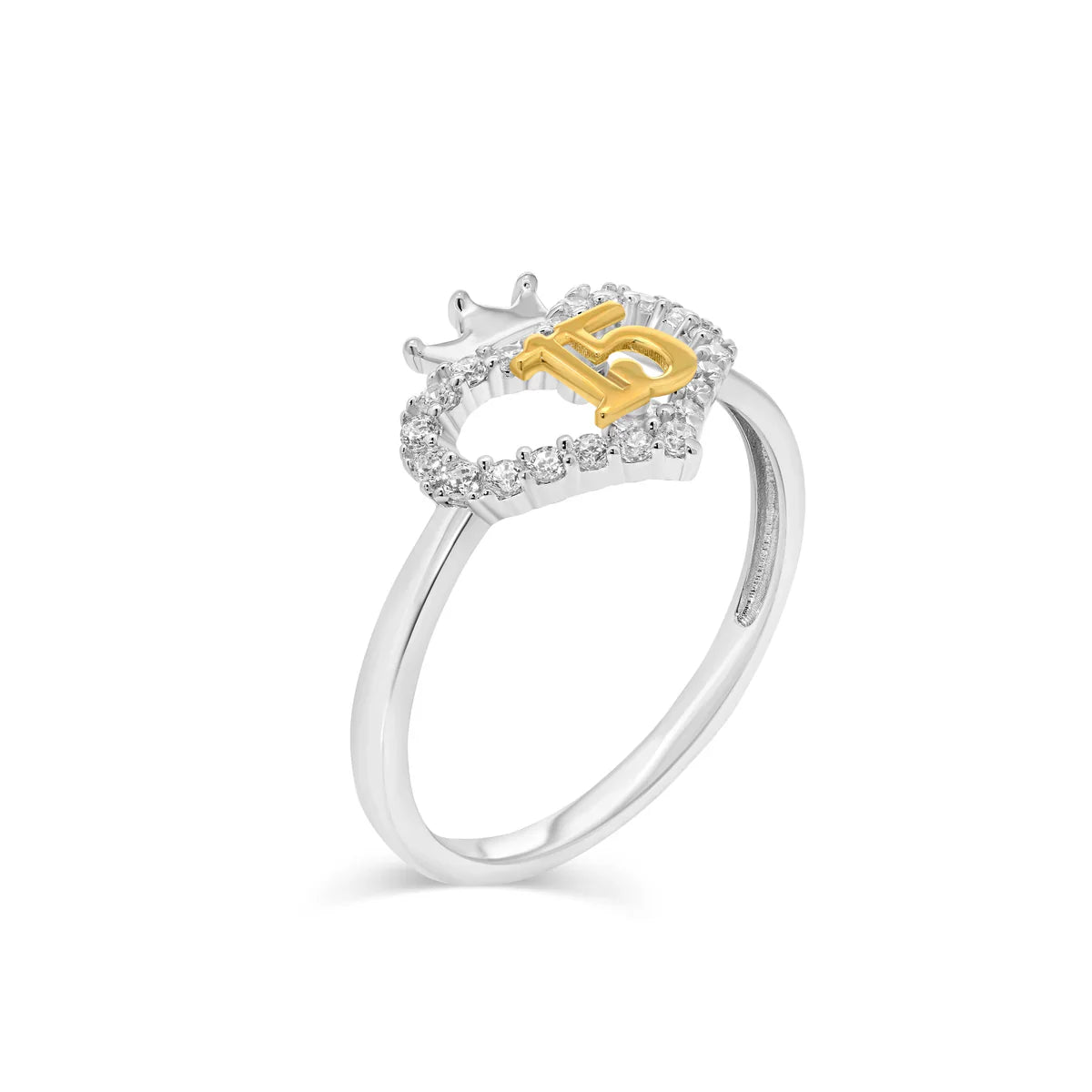 Sortija corazón corona plata 925 15 rosado