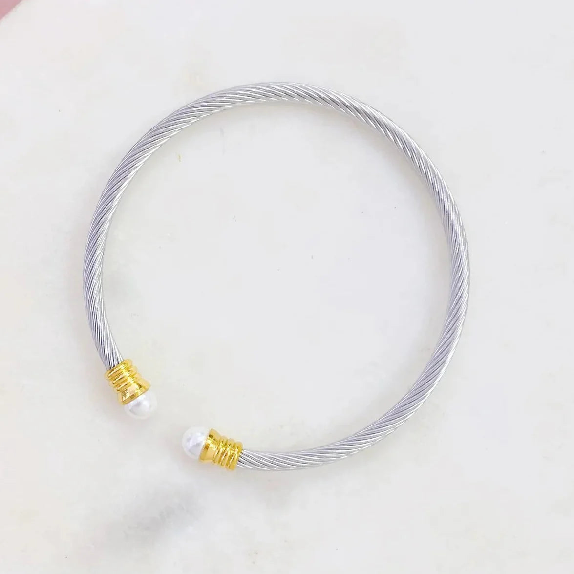 Bangle Cable marino con perla