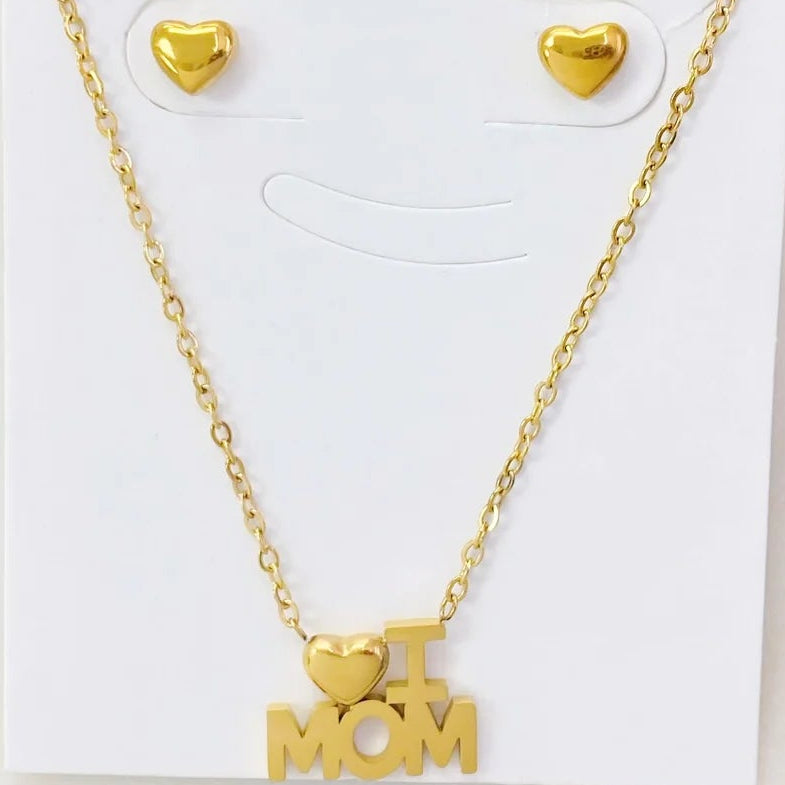 Set de Cadena I LOVE MOM S/Steel Dorado