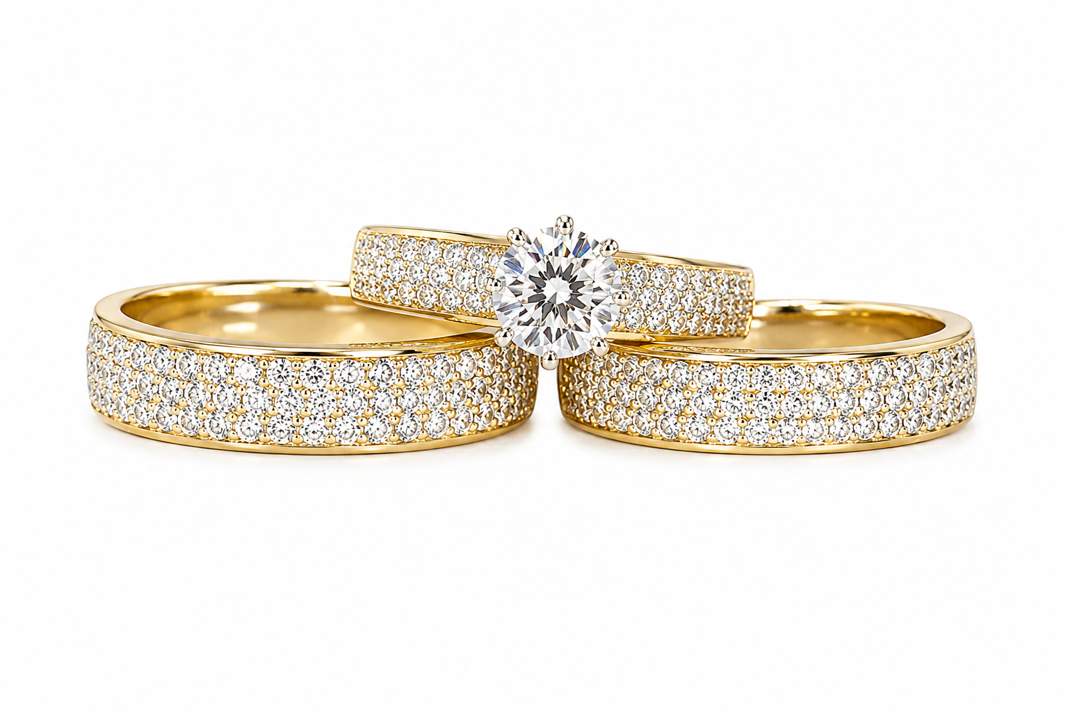 Trio de Matrimonio Pave 10k
