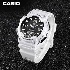 RELOJ CASIO CORREA GOMA BLANCA ESFERA NEGRA