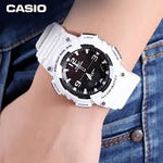 RELOJ CASIO CORREA GOMA BLANCA ESFERA NEGRA