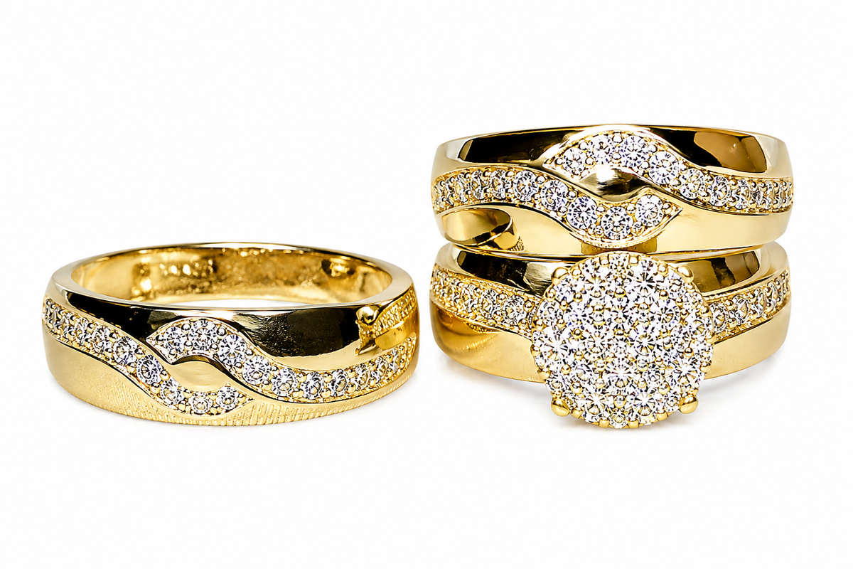 Trio ondulado 10k Pave Cz