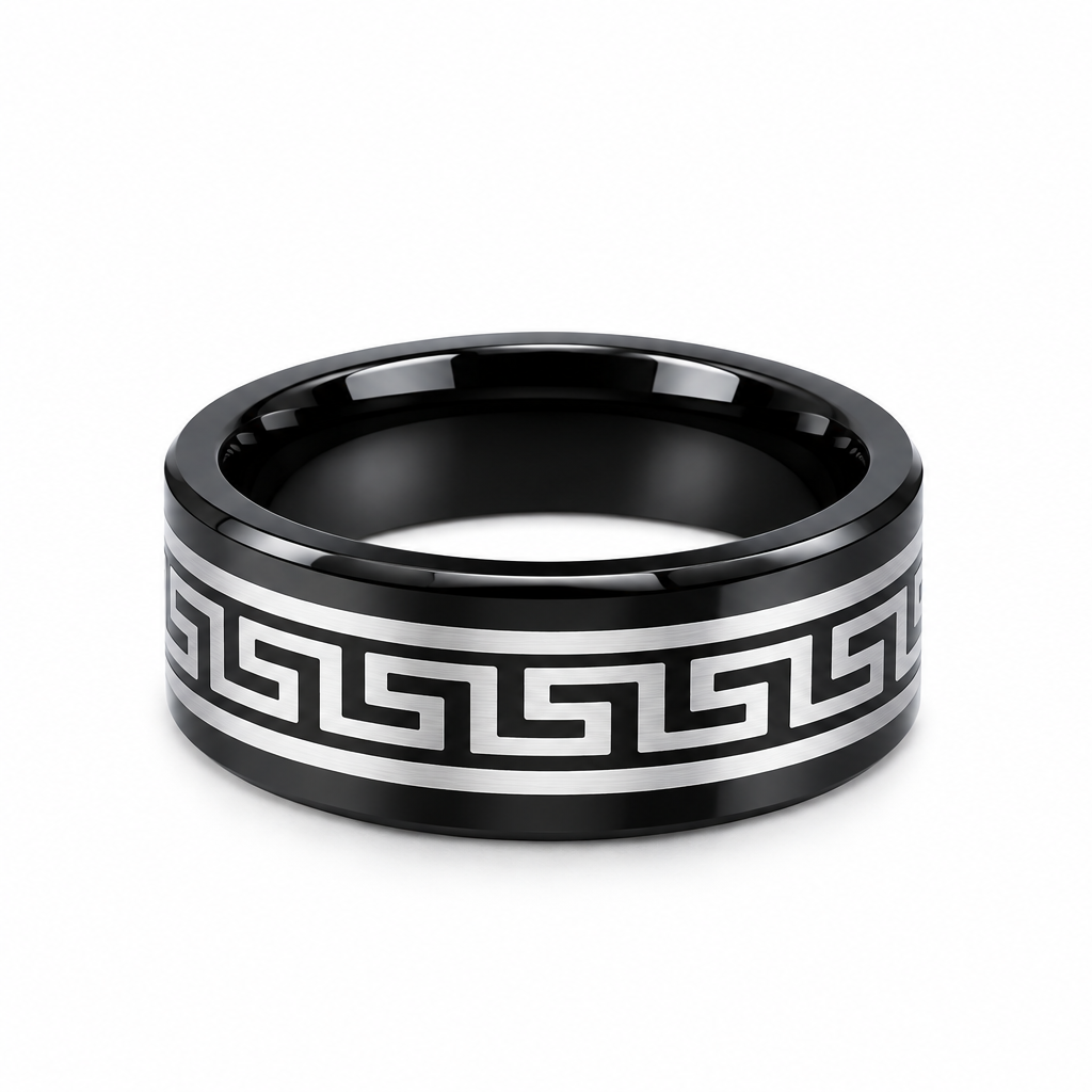 Aro Negro y Plateado S/Steel Sze 12