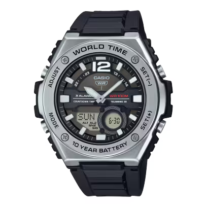 Reloj Casio negro y plateado con correa de goma