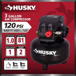 compresor de aire husky 3 galones 1/3hp 120psi