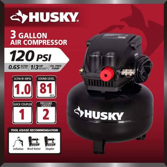 compresor de aire husky 3 galones 1/3hp 120psi
