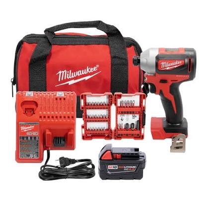 kit de taladro de impacto milwaukee con cargador y bateria  2850-21xc