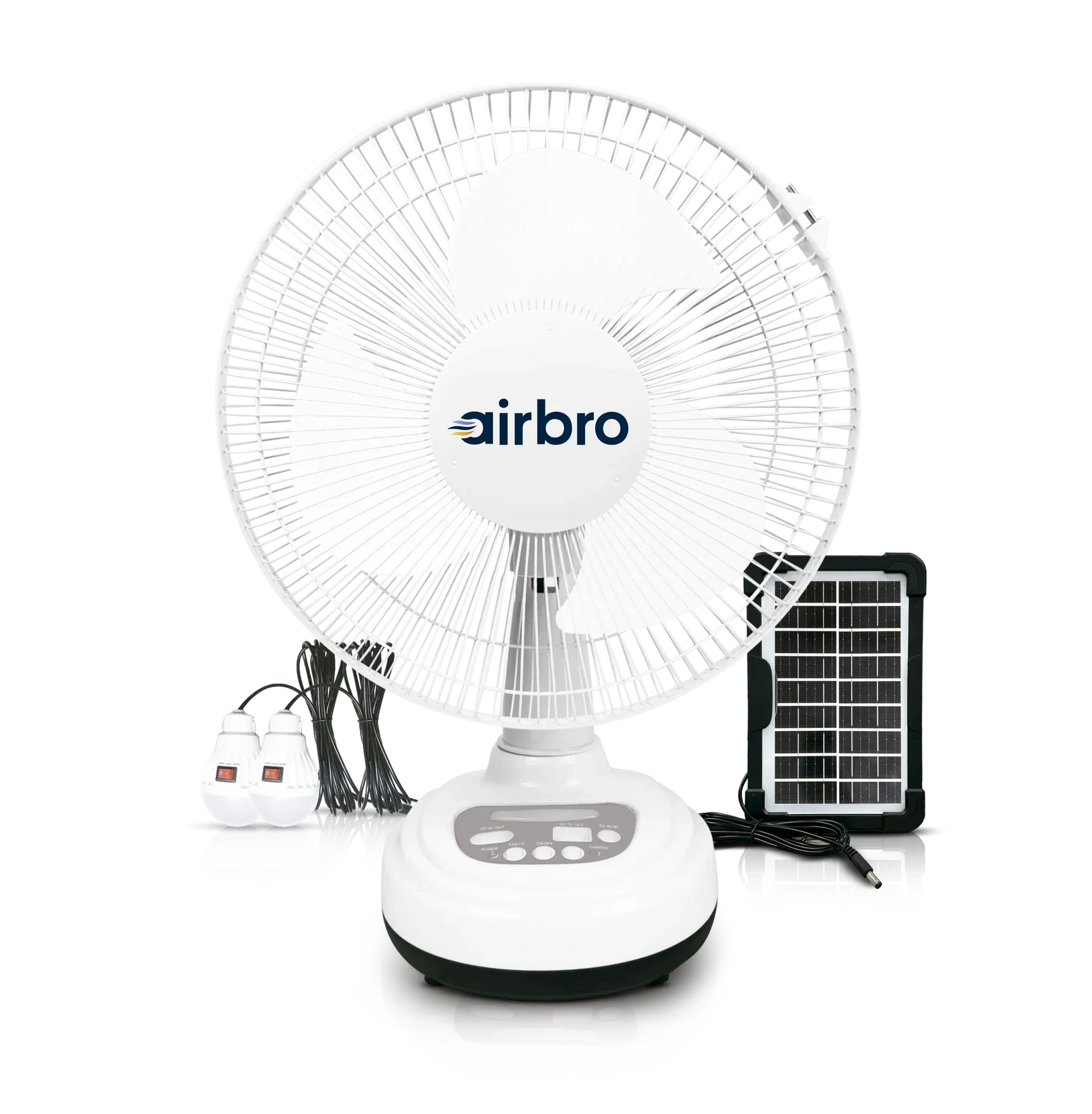 abanico 12" airbro fsa-12 solar y recargable