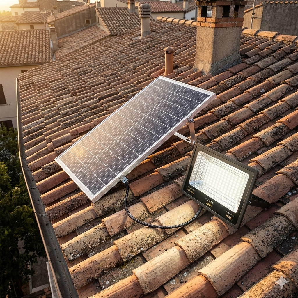 Foco Led 500w recargable con placa solar AM 3050,